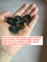 Load image into Gallery viewer, 100% natural type A dark green/sunny green/black jadeite jade band ring PB222
