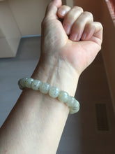 Load image into Gallery viewer, 9/10mm 100% Natural icy black sesame paste(冰芝麻糊青花) vintage style nephrite Jade bead bracelet group HN31
