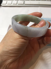 Load image into Gallery viewer, 52.4mm Certified 100% natural Type A half dark green gray black(油青) half light purple Breeze of Provence series((普罗旺斯的风)) square jadeite jade bangle AZ177-0508
