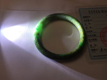 Load image into Gallery viewer, 55.5mm certified 100% natural Type A sunny green, oily dark green gray brown black Mountain After Rain(空山如洗) round cut jadeite jade bangle AZ174-1026
