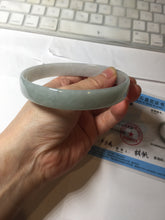 Load image into Gallery viewer, 76.7mm certified Type A 100% Natural light green white plus size flat style Jadeite Jade bangle BG213-5430
