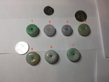 Load image into Gallery viewer, 17-19 mm Type A 100% Natural Sunny green/light green/white/purple Jadeite Jade Safety Guardian Button donuts Pendant group PB120

