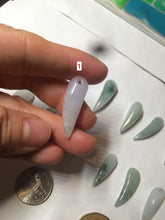 Load image into Gallery viewer, 100% Natural type A icy purple/green/white wolf fang Jadeite Jade pendant AX24
