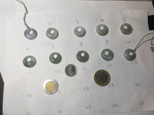 Load image into Gallery viewer, 17-17.5mm Type A 100% Natural icy watery light green purple white(春彩) gray(淡瓜油青) Jadeite Safety Guardian Button Princess donuts pendant PF9
