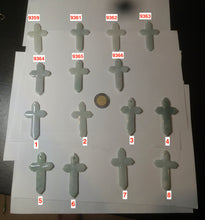 Load image into Gallery viewer, 100% Natural type A light green/white/gray jadeite Jade Hand-held cross or cross pendant AY55
