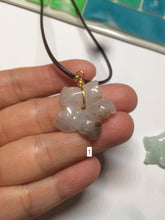 Load image into Gallery viewer, Type A 100% Natural light green/white jadeite Jade flower Pendant AZ91
