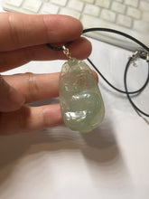 Load image into Gallery viewer, Type A 100% Natural  Light Green gray (淡油冰)Jadeite Jade Fortune/Wealth Success Mouse Pendant PC235
