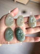 Load image into Gallery viewer, 100% Natural type A dark green/light green/gray jadeite Jade RuYi(如意) pendant BF75
