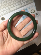 Load image into Gallery viewer, 60.6mm certified 100% Natural dark green/black nephrite (碧玉)  bangle HN49-1582
