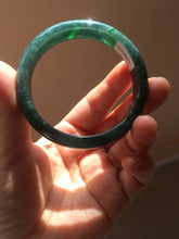 Load image into Gallery viewer, 55.5mm Certified Type A 100% Natural deep sea green/blue/gray/white Guatemala Jadeite bangle PC35-8521
