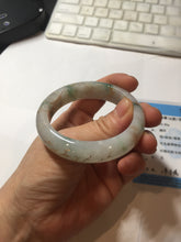 Load image into Gallery viewer, 51mm certified 100% natural Type A light green red with green floating flowers carved and golden-painted jadeite jade bangle PF80-6081
