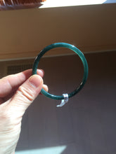 Load image into Gallery viewer, 56.2mm Certified Type A 100% Natural icy watery dark green/blue/gray Guatemala slim round cut Jadeite bangle PD54-5521
