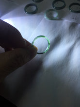 Load image into Gallery viewer, 18.8mm size 8 3/4 100% natural type A icy watery green/blue slim style Guatemala jadeite jade band ring group PE78

