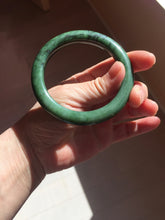 Load image into Gallery viewer, 57.4mm Certified 100% Natural Deep Pine Green/Black "Serene Forest" Nephrite Bangle HT168-15-3868
