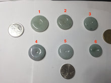 Load image into Gallery viewer, 19.7-27.5mm Type A 100% Natural light green white Jadeite Jade Safety Guardian Button donuts couple pendant PC130
