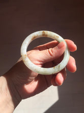 Load image into Gallery viewer, 54.5mm Certified type A 100% Natural light green brown with floating Osmanthus flowers Jadeite bangle PB247-(2795)
