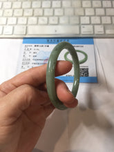 Load image into Gallery viewer, 58.8mm Certified Type A 100% Natural Oily Dark Green Gray Black(油青) round cut Jadeite Jade Bangle PE108-7124
