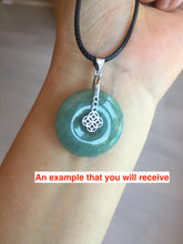 Load image into Gallery viewer, 25mm 100% Natural light green/blue/gray/yellow jadeite Jade Safety Guardian Button(donut) Pendant AR101
