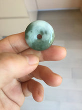 Load image into Gallery viewer, 25mm 100% Natural light green/blue/gray/yellow jadeite Jade Safety Guardian Button(donut) Pendant AR101
