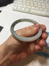 Load image into Gallery viewer, 56mm certified Type A 100% Natural white light green purple with brown red flying dandelions slim round cut Jadeite Jade bangle PE121-3711
