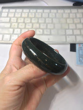 Load image into Gallery viewer, 62.5mm 100% Natural dark green/black meteorite Star Trail(星轨) Night sky nephrite bangle HN161-5901
