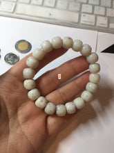 Load image into Gallery viewer, 10x8mm 100% Natural beige white brown vintage style  flying dandelions Osmanthus fragrans cake(桂花糕) nephrite Jade bead bracelet HT123
