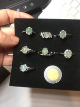 Load image into Gallery viewer, 100% natural type A icy watery light green white clear four-prong jadeite jade ring group PC8
