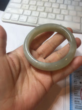 Load image into Gallery viewer, 54.2mm certified 100% Natural icy watery light beige pale pink gray white nephrite bangle HN122-1076
