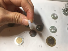 Load image into Gallery viewer, 17-17.5mm Type A 100% Natural icy watery light green purple white(春彩) gray(淡瓜油青) Jadeite Safety Guardian Button Princess donuts pendant PF9
