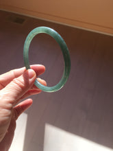 Load image into Gallery viewer, 56.5mm Certified Type A 100% Natural dark green/blue/gray Guatemala slim round cut Jadeite bangle PE59-7037

