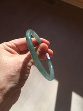 Load image into Gallery viewer, 59.5mm Certified Type A 100% Natural dark green/blue/gray with Guatemala slim round cut Jadeite bangle PE74-1468
