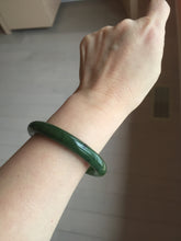 Load image into Gallery viewer, 53.3mm 100% Natural dark green/black round cut nephrite (碧玉) bangle HN98
