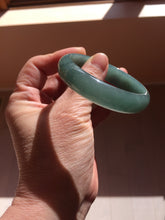 Load image into Gallery viewer, 55.8mm Certified Type A 100% Natural Light Green/Blue/Gray With Flying Snow Guatemala Jadeite Bangle PH265-1247
