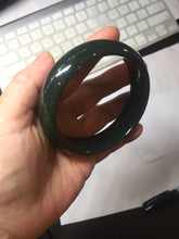 Load image into Gallery viewer, 62.5mm 100% Natural dark green/black meteorite Star Trail(星轨) Night sky nephrite bangle HN161-5901
