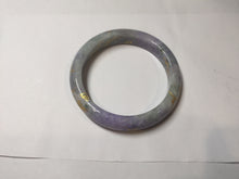 Load image into Gallery viewer, 55.2mm 100% Natural type A green purple carved branches and flowers and golden-painted Jadeite Jade bangle PH183
