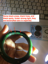 Load image into Gallery viewer, 55mm Certified 100% Natural Deep Pine Green/Black "Serene Ember Forest" Nephrite (red-skin nephrite 红皮碧玉)  Bangle HT168-16-3854

