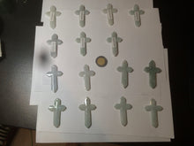Load image into Gallery viewer, 100% Natural type A light green/white/gray jadeite Jade Hand-held cross or cross pendant AY55
