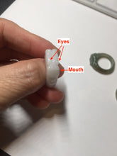 Load image into Gallery viewer, 100% natural type A light green/gray/white one-piece carved dragon jadeite jade ring group F154
