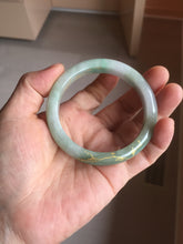 Load image into Gallery viewer, 54.2mm certified 100% natural Type A sunny green gray purple carved and golden-painted round cut jadeite jade bangle PJ65
