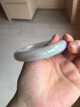 Load image into Gallery viewer, 58.5mm Certified 100% Natural type A icy watery green/light purple carved and golden-painted Jadeite Jade bangle PC72-(0855)
