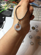 Load image into Gallery viewer, 16.4-17mm Type A 100% Natural light purple white gray Jadeite Safety Guardian Button donuts pendant PF27
