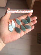 Load image into Gallery viewer, 100% natural type A light green blue carved Lotus waterdrop Guatemala jadeite pendant PA211
