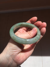 Load image into Gallery viewer, 57.2mm certified Type A 100% Natural icy watery dark green gray Jadeite Jade bangle PC14-0371
