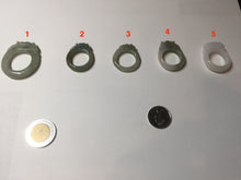 Load image into Gallery viewer, 100% natural type A light green/gray/white one-piece carved dragon jadeite jade ring group F154
