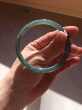 Load image into Gallery viewer, 56.5mm Certified Type A 100% Natural dark green/blue/gray Guatemala slim round cut Jadeite bangle PE59-7037

