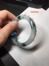 Load image into Gallery viewer, 54mm Certified Type A 100% Natural icy watery dark green/white//black Jadeite Jade bangle BM7-8579
