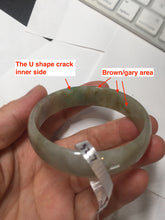 Load image into Gallery viewer, 52.7mm Type A 100% Natural icy sunny green/gray/black/brown Jadeite Jade bangle AT49
