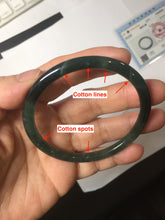 Load image into Gallery viewer, 56.4mm Certified Type A 100% Natural black/green/gray Guatemala slim round cut Jadeite bangle PJ42-0657
