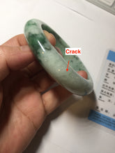 Load image into Gallery viewer, 57.7mm certified 100% natural type A sunny green/black jadeite jade bangle AU52-0234
