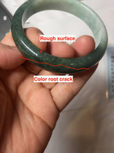 Load image into Gallery viewer, 53.4mm certified 100% natural Type A oily dark green gray black(老油青)  half mountain half water (半山半水) oval jadeite jade bangle BS177-0063

